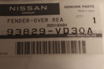 Nissan 93829VD30A FENDER-OVER,REAR LH