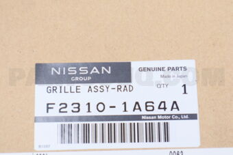 Nissan F23101A64A GRILLE ASSY-FRONT