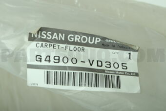 Nissan G4900VD305 CARPET-FLOOR GRAY COLOR