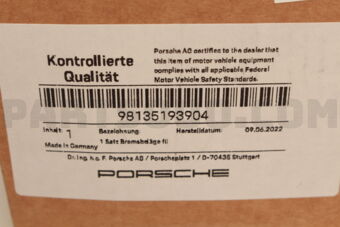 Porsche 98135193904 BRAKE PAD FRT-CAYMAN