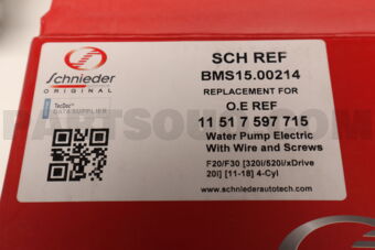 SCHNIEDER BMS1500214 WATER PUMP ELECTRIC F20/F30/X1/X3/X4 [320I/520I/XDRIVE 20I] [11-18] N20 4-CYL