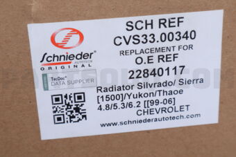 SCHNIEDER CVS3300340 RADIATOR SILVRADO/ SIERRA [1500]/YUKON/THAOE 4.8/5.3/6.2 [[99-06]