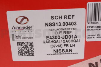 SCHNIEDER E4303JD01A SHOCK ABSORBER QASHQAI / QASHQAI [07-13] FR LH