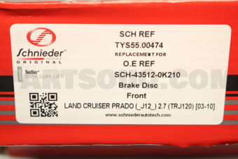SCHNIEDER TYS5500474 BRAKE DISC FR LAND CRUISER PRADO (_J12_) 2.7 (TRJ120) [03-10]