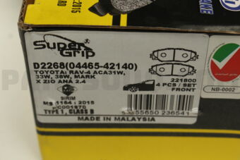 SUPERGRIP D2268 BRAKE PAD FRONT
