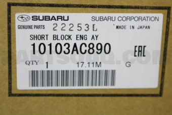 Subaru 10103AC890 SHORT BLOCK ENG AY