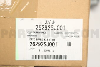 Subaru 26292SJ001 DISK BRAKE KIT F RH