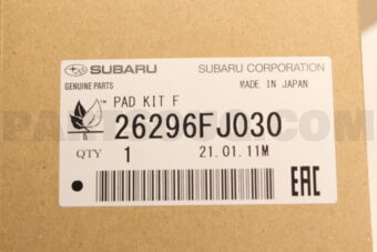 Subaru 26296FJ030 PAD KIT F