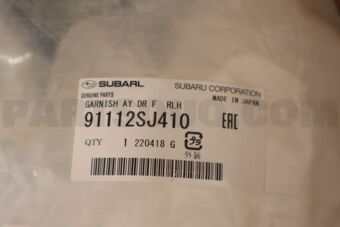 Subaru 91112SJ410 GARNISH AY DR F RLH