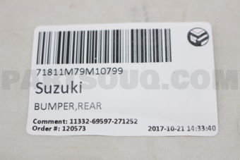 Suzuki 71811M79M10799 BUMPER,REAR