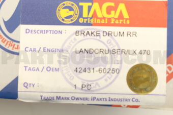 TAGA 4243160250 BRAKE DRUM ASSY LAND CRUISER REAR TAGA