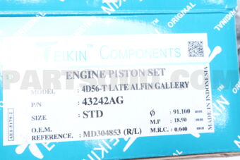 TEIKIN 43242AGSTD PISTON SET STD 4D56-T LATE ALFIN GALLERY (SET OF 1)