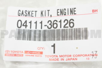Toyota 0411136126 GASKET KIT, ENGINE OVERHAUL