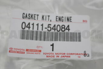 Toyota 0411154084 GASKET KIT, ENGINE OVERHAUL