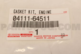 Toyota 0411164511 GASKET KIT, ENGINE OVERHAUL