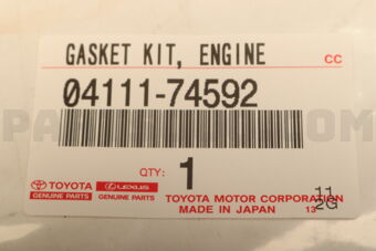 Toyota 0411174592 GASKET KIT, ENGINE OVERHAUL