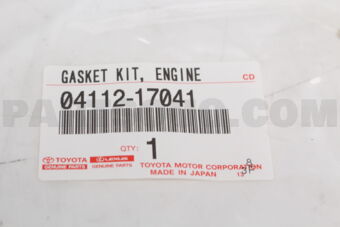 Toyota 0411217041 GASKET KIT, ENGINE VALVE GRIND