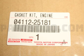 Toyota 0411225181 GASKET KIT, ENGINE