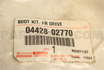 Toyota 0442802770 BOOT KIT, FRONT DRIVE SHAFT, IN & OUTBOARD, LH