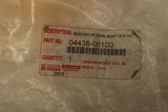 Toyota 0443806100 BOOT KIT, FRONT DRIVE SHAFT, IN & OUTBOARD, RH/LH