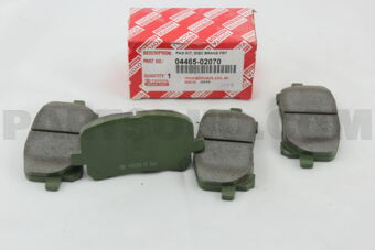 Toyota 0446502070 PAD KIT, DISC BRAKE, FRONT