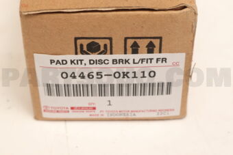 Toyota 044650K110 PAD KIT, DISC BRAKE, FRONT