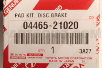 Toyota 0446521020 PAD KIT, DISC BRAKE, FRONT