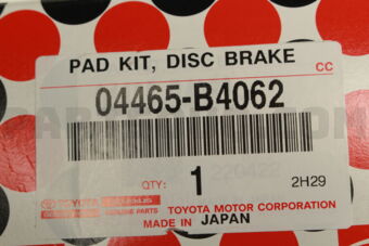 Toyota 04465B4062 PAD KIT DISC BRAKE