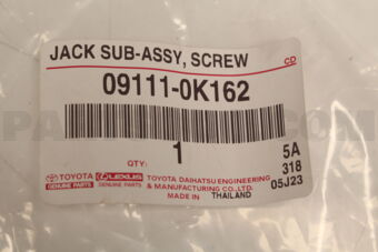 Toyota 091110K162 JACK SUB-ASSY SCREW