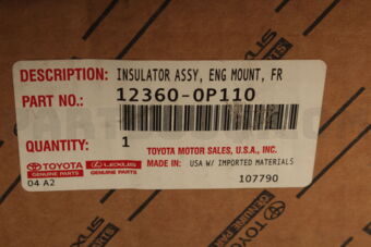 Toyota 123600P110 INSULATOR ASSY, ENGINE MOUNTING, FRONT