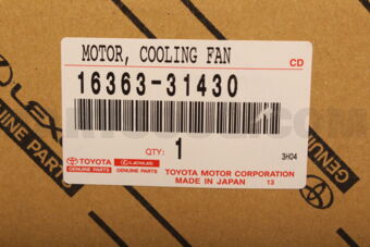 Toyota 1636331430 MOTOR, COOLING FAN