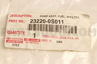 Toyota 232200S011 PUMP ASSY, FUEL W/FILTER