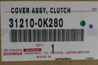 Toyota 312100K280 COVER ASSY CLUTCH