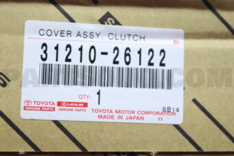 Toyota 3121026122 COVER ASSY, CLUTCH