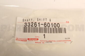 Toyota 3326160100 SHAFT, SHIFT & SELECT LEVER