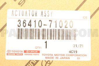 Toyota 3641071020 ACTUATOR ASSY
