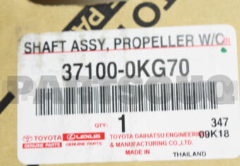 Toyota 371000KG70 SHAFT ASSY