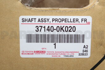 Toyota 371400K020 SHAFT ASSY, PROPELLER, FRONT