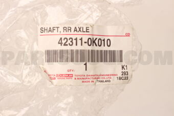 Toyota 423110K010 SHAFT, REAR AXLE, RH/LH