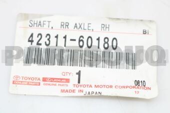 Toyota 4231160180 SHAFT, REAR AXLE, RH