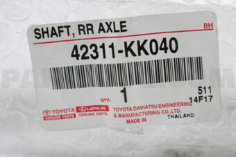 Toyota 42311KK040 SHAFT RR AXLE