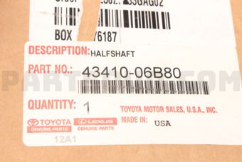 Toyota 4341006B80 SHAFT ASSY, FR