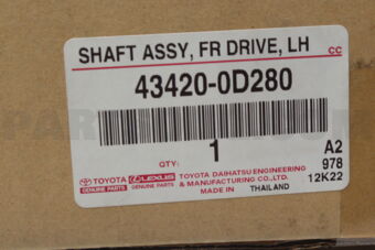 Toyota 434200D280 SHAFT ASSY, FRONT DRIVE, LH