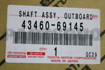 Toyota 4346069145 SHAFT ASSY, FRONT DRIVE OUTBOARD JOINT, RH/LH