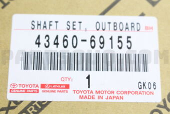 Toyota 4346069155 SHAFT ASSY, FRONT DRIVE OUTBOARD JOINT, RH/LH
