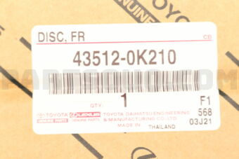 Toyota 435120K210 DISC, FR