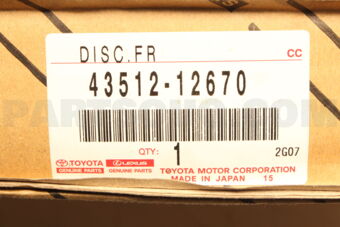 Toyota 4351212670 DISC, FRONT