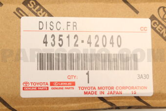 Toyota 4351242040 DISC, FRONT