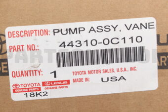 Toyota 443100C110 PUMP ASSY, VANE