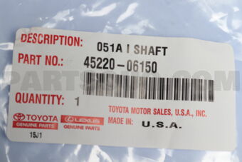 Toyota 4522006150 SHAFT ASSY, STEERING INTERMEDIATE
